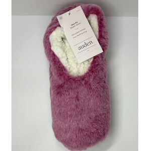 Auden‎ Faux Fur Slipper Socks Berry M/L 8/10 Cozy Sherpa Lined Gripper Bottoms